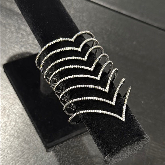 nOir Jewelry Jewelry - Verona Gunmetal Chevron Cuff Bracelet with Cubic Zirconia Stones